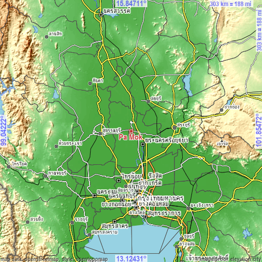 Topographic map of Pa Mok