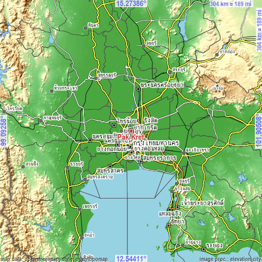 Topographic map of Pak Kret