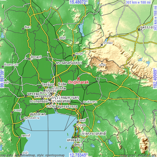 Topographic map of Ongkharak