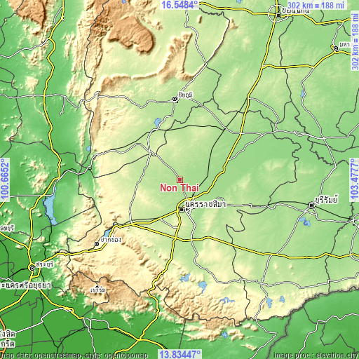 Topographic map of Non Thai