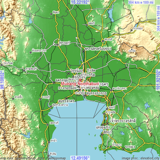 Topographic map of Mueang Nonthaburi