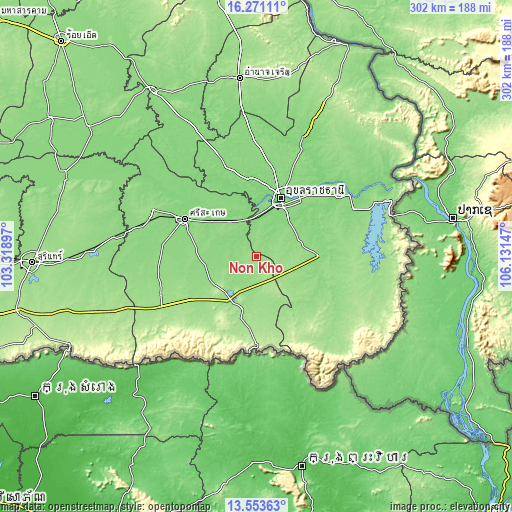 Topographic map of Non Kho