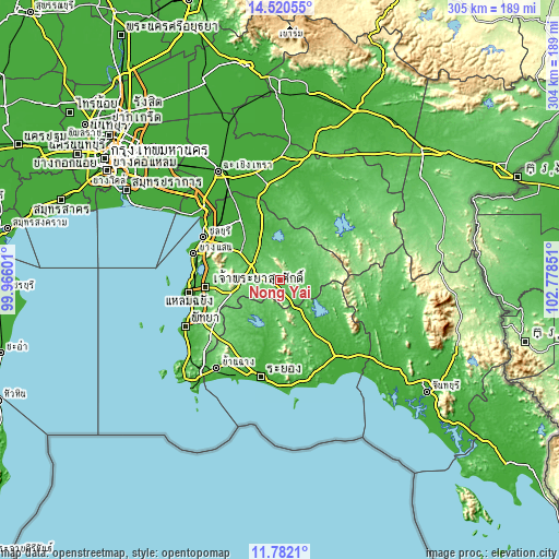 Topographic map of Nong Yai