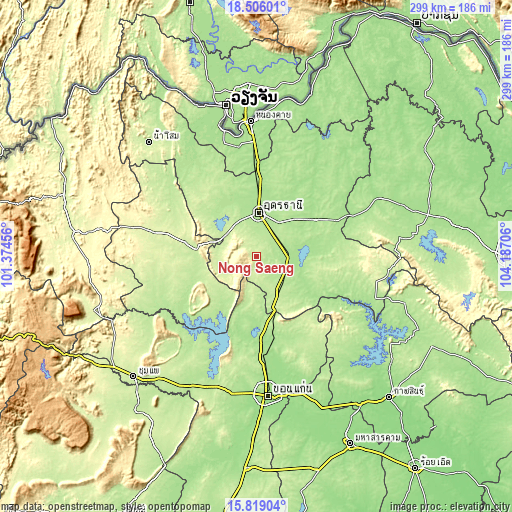 Topographic map of Nong Saeng