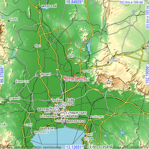 Topographic map of Nong Saeng