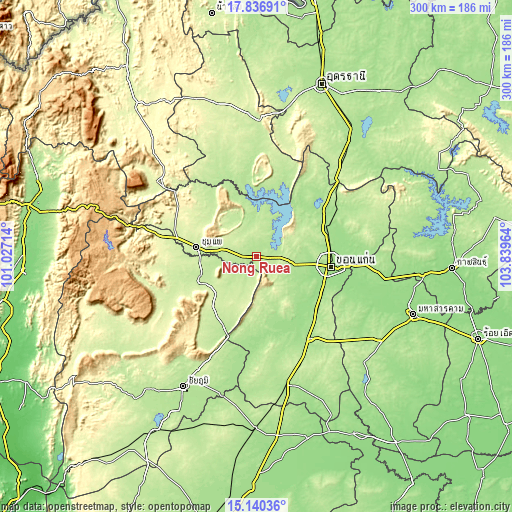 Topographic map of Nong Ruea