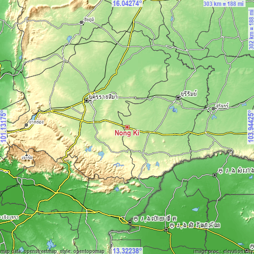 Topographic map of Nong Ki