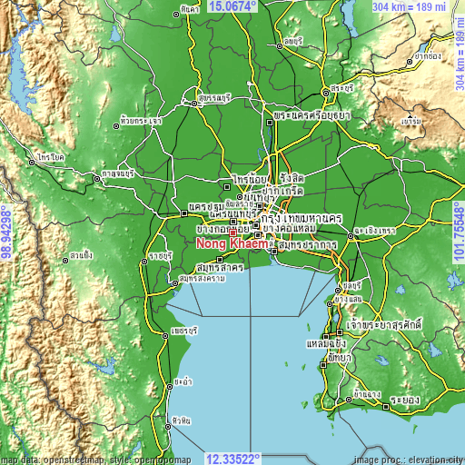 Topographic map of Nong Khaem