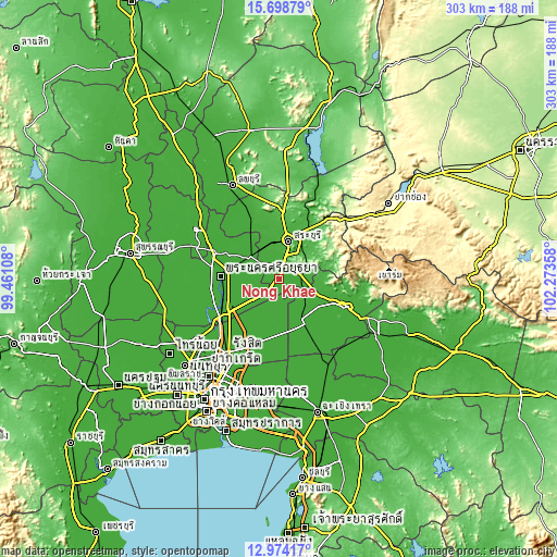 Topographic map of Nong Khae