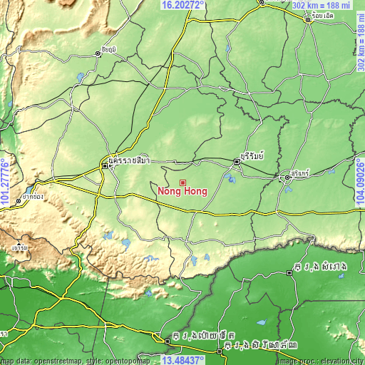 Topographic map of Nong Hong