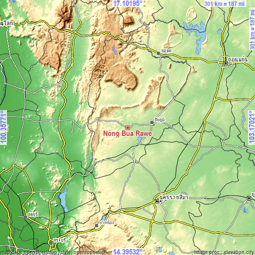 Topographic map of Nong Bua Rawe