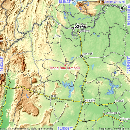 Topographic map of Nong Bua Lamphu