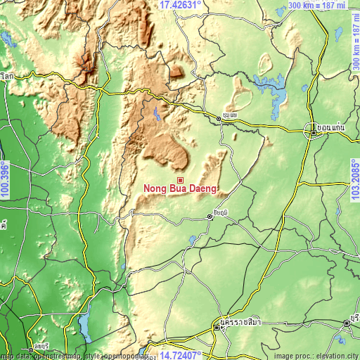 Topographic map of Nong Bua Daeng