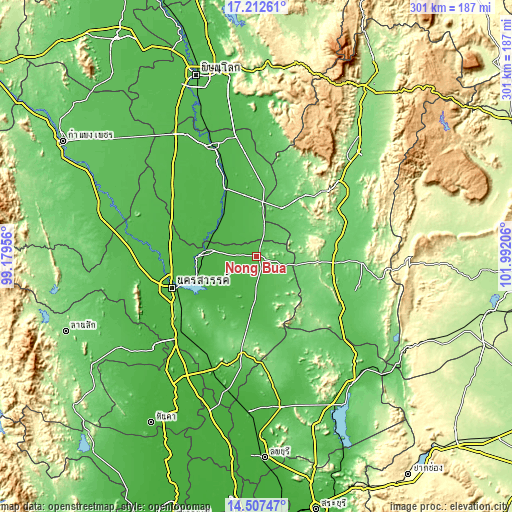 Topographic map of Nong Bua