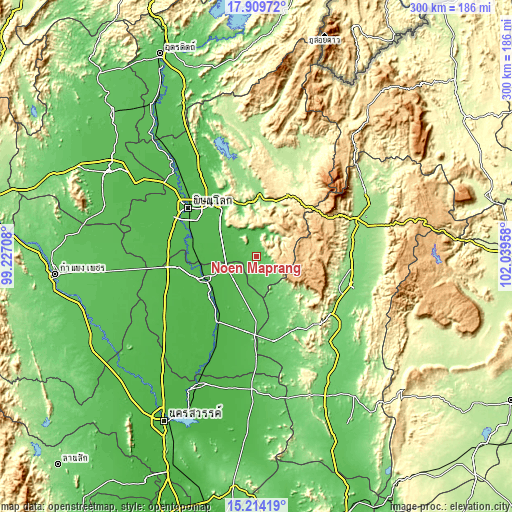 Topographic map of Noen Maprang