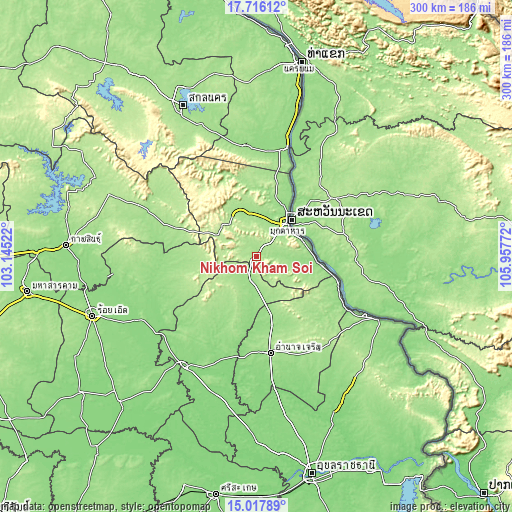 Topographic map of Nikhom Kham Soi