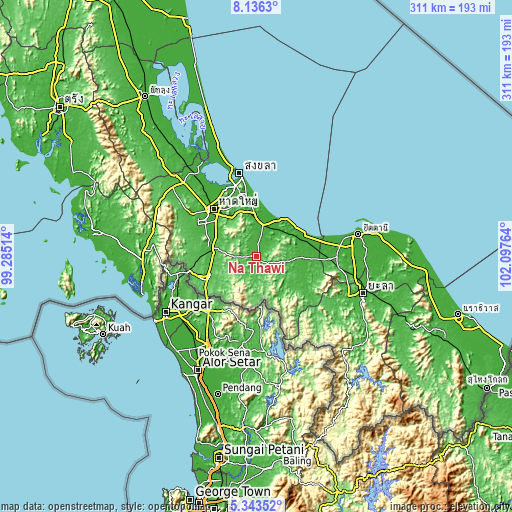 Topographic map of Na Thawi