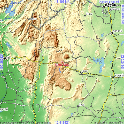 Topographic map of Nam Nao