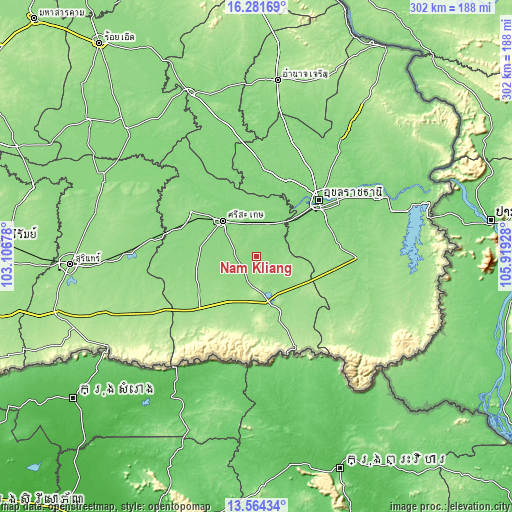Topographic map of Nam Kliang