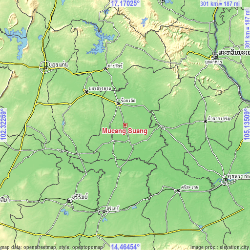 Topographic map of Mueang Suang