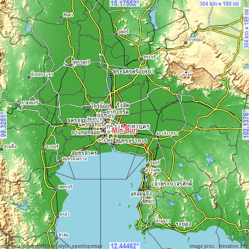 Topographic map of Min Buri