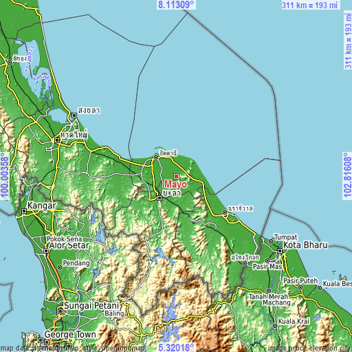 Topographic map of Mayo