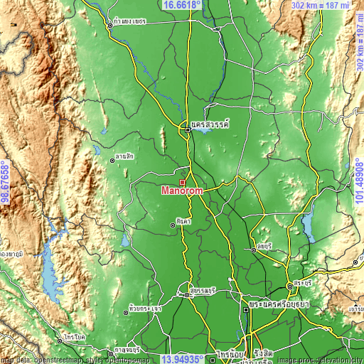 Topographic map of Manorom