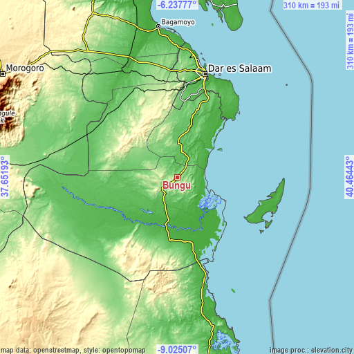 Topographic map of Bungu