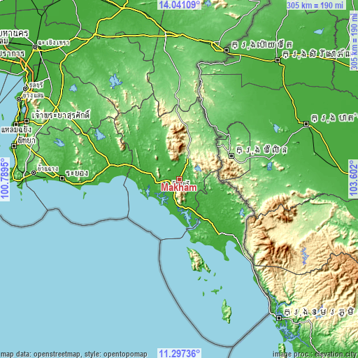 Topographic map of Makham