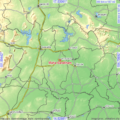 Topographic map of Maha Sarakham