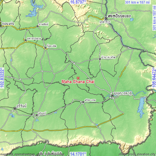 Topographic map of Maha Chana Chai