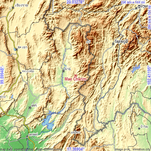 Topographic map of Mae Charim