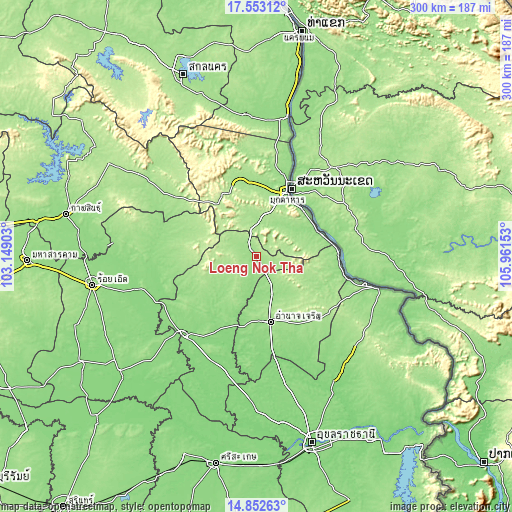 Topographic map of Loeng Nok Tha