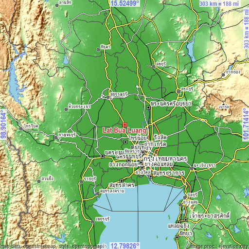 Topographic map of Lat Bua Luang