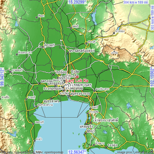 Topographic map of Lam Luk Ka