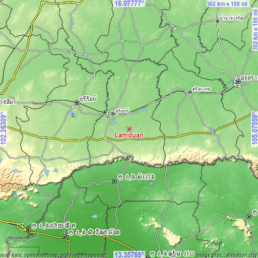 Topographic map of Lamduan