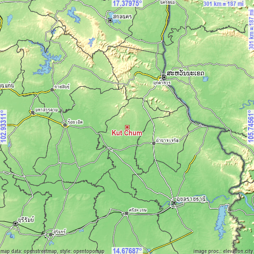 Topographic map of Kut Chum