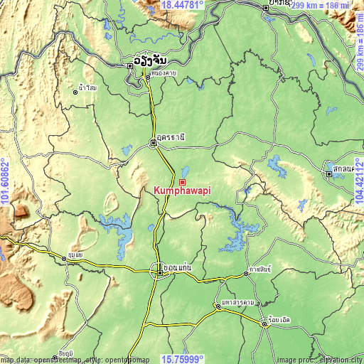 Topographic map of Kumphawapi