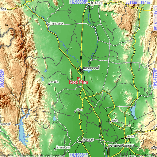 Topographic map of Krok Phra