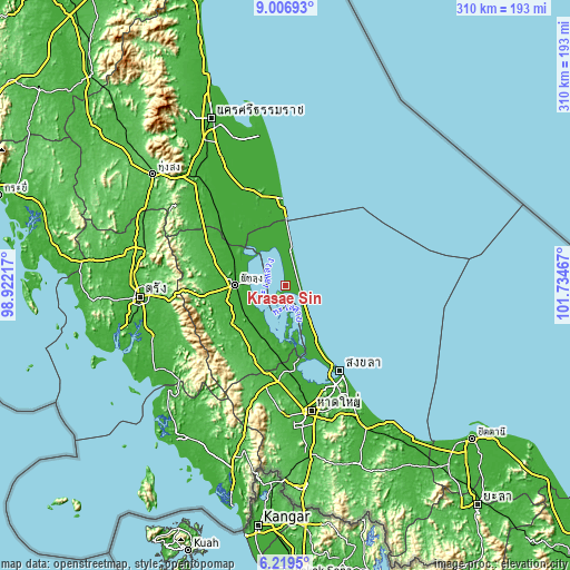 Topographic map of Krasae Sin