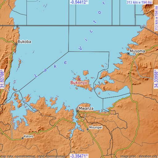 Topographic map of Bukonyo