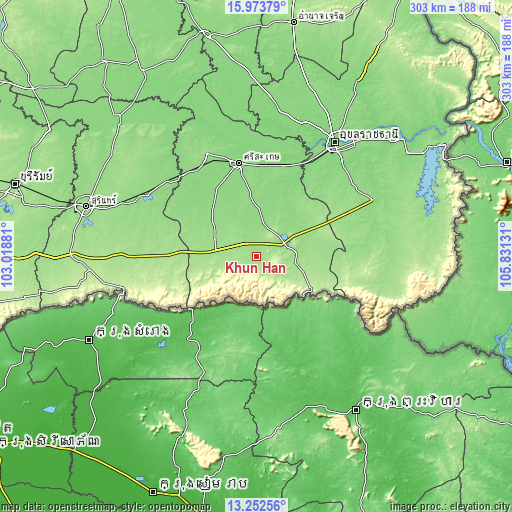 Topographic map of Khun Han