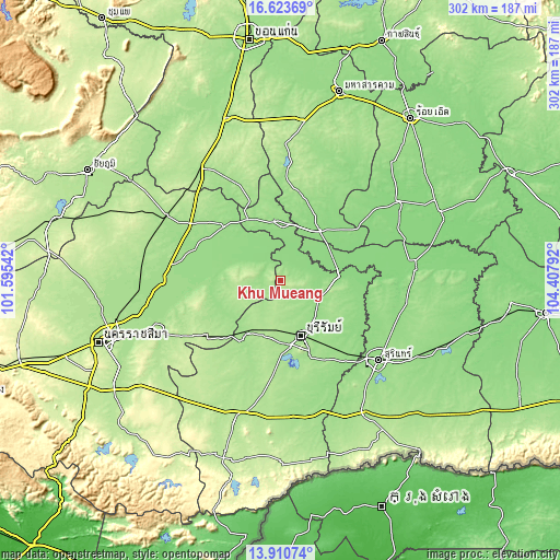 Topographic map of Khu Mueang