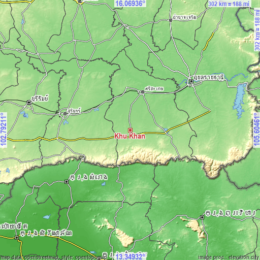 Topographic map of Khu Khan