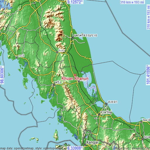 Topographic map of Khuan Khanun