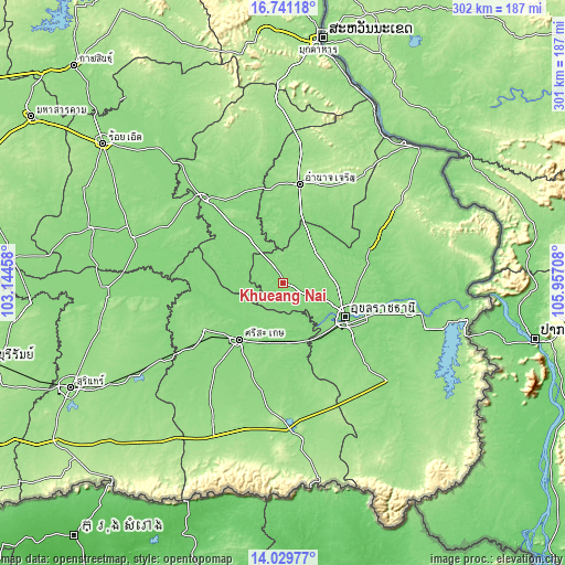 Topographic map of Khueang Nai