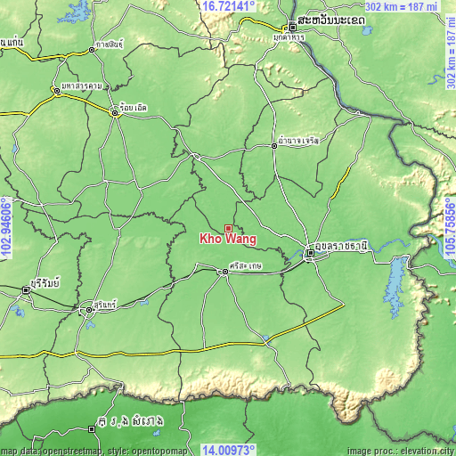 Topographic map of Kho Wang