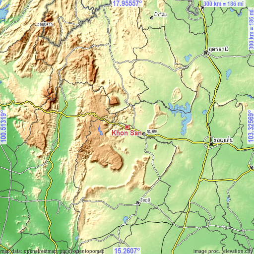 Topographic map of Khon San