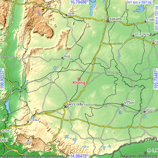 Topographic map of Khong