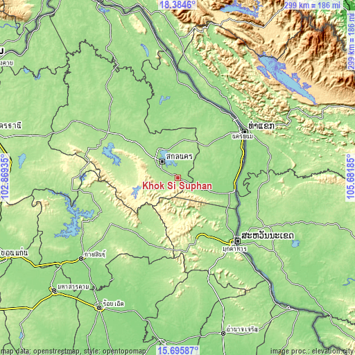 Topographic map of Khok Si Suphan